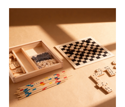 Caja Multijuego de Madera 4 en 1: Ajedrez, Damas, Dominó y Mikado - AGY54021