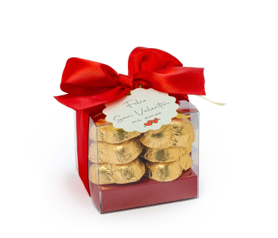 Caja con tarjetita Feliz San Valentín y 12 cora-choc - AVB20.1