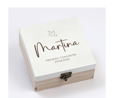 Caja madera Primera Comunión 12,5x6x12,5cm. personalizada - AW44