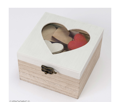 Caja madera personalizable con 48 corazones para firmas - AW13