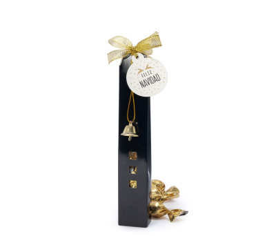Cajita negra 5 croki-choc, campanita Feliz Navidad - ANED22.1