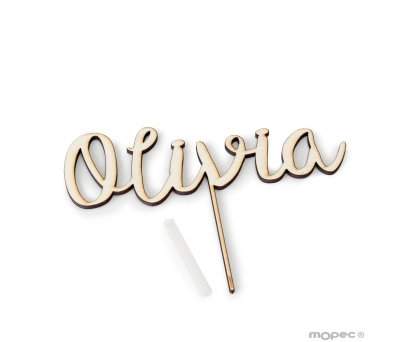 Cake topper madera personalizado 1 nombre 18cm.aprox - AW122