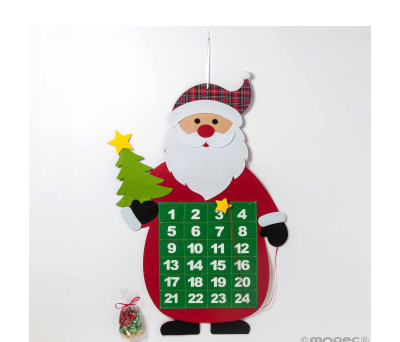 Calendario adviento fieltro Papa Noel 24 caramelos 52x71cm. - ANAD27