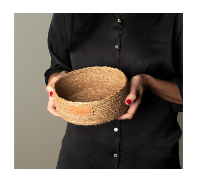Cesta Redonda de Algas Naturales con Etiqueta