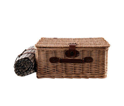Cesta de Picnic de Mimbre Completa para 4 Personas con Manta
