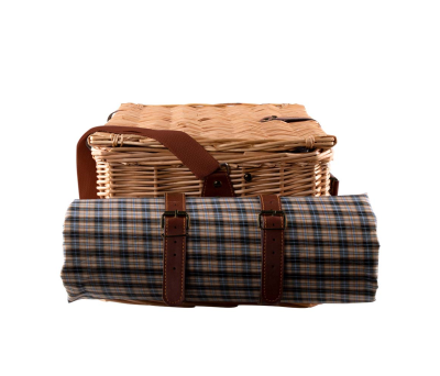 Cesta de Picnic de Mimbre Completa para 4 Personas con Manta