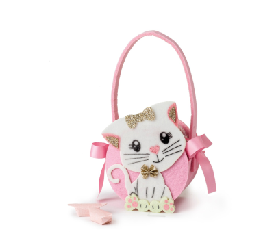 Cestito fieltro gatito 10caramelos 11x18cm(incl.asa)* - AAD167