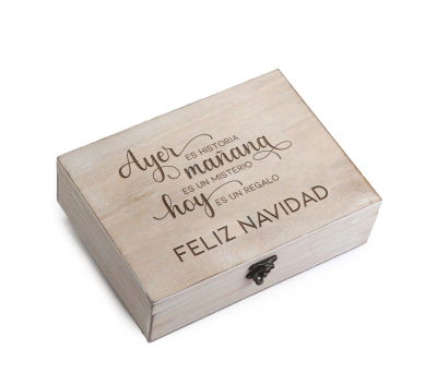 Cofre Ayer, mañana.. personalizado Feliz Navidad 23x17cm. - ANW35