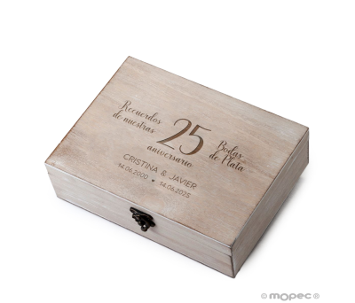 Cofre madera 25 Aniversario Recuerdos personalizado - AW1625.1
