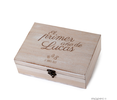 Cofre madera personalizado El primer año de...23x17cm - AW450.1