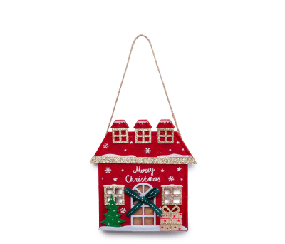 Colgante Casa Merry Christmas fieltro lamé dorado 4nap. - ANAB162