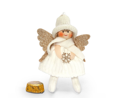 Colgante angelita blanca alas doradas 1 bombón - ANAB188