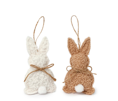 Colgante conejitos marfil y beige 7x3x12cm. min.6 - AA63
