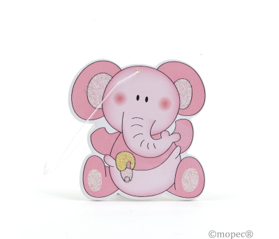 Colgante madera elefante rosa 6cm.. min.12 - AW100.02