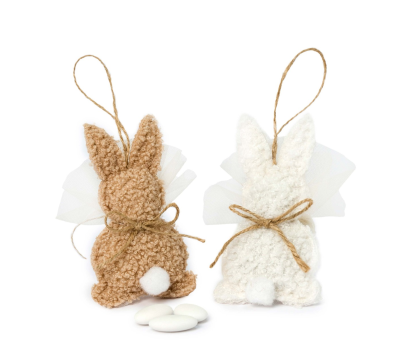 Conejitos colgante marfil/beige 3 peladillas choc 2 surt min 4 - AAP63