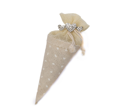 Cono-bolsa broche corazones strass con 2 bombones - AAB12