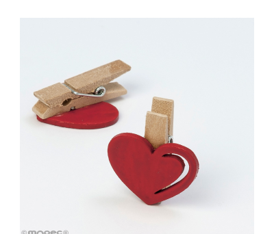 Corazón rojo madera con pinza 3x2,7cm. (3,5cm.pinza), min.12 - AVW1