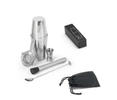 Set de Coctelería de Acero Inoxidable con Bolsa y Caja