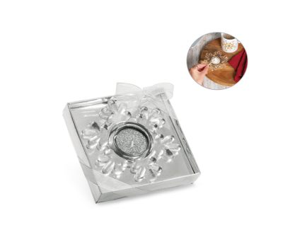 Vela Decorativa de Cristal con Forma de Copo de Nieve y Caja Regalo