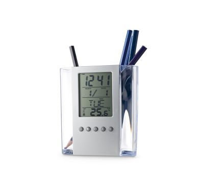 Reloj Digital de Escritorio con Portalápices y Termómetro