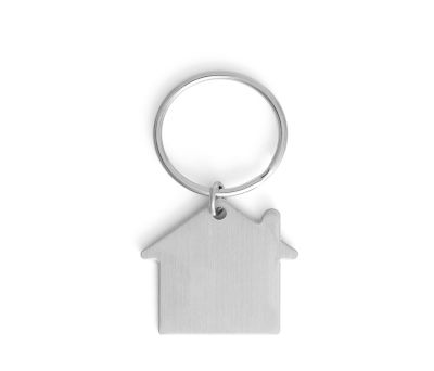 Llavero de Aluminio con Forma de Casa y Acabado Satinado