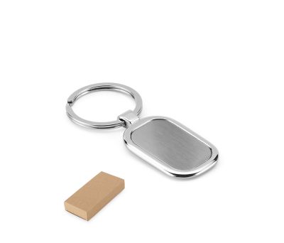 Llavero Metálico Rectangular con Acabado Cepillado