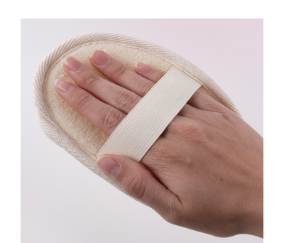 Esponja Exfoliante Ovalada de Algodón con Elástico para Ducha y Regalo