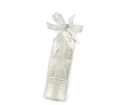 Estuche 3 napolitanas plata con perlitas - AEB66