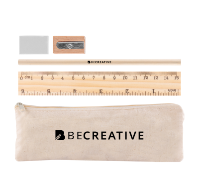 Estuche de Algodón con Set de Escritura y Dibujo de Madera