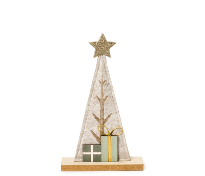 Figura árbol fieltro y base madera 26cm. - ANA158