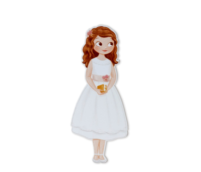 Figura 2D adhesiva niña Comunión vestido corto.11cm. min.6 - AW9170