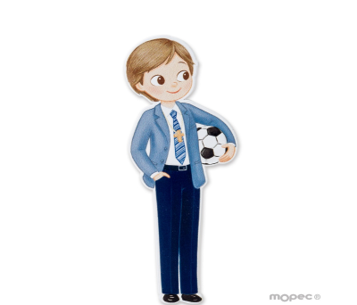 Figura 2D adhesiva niño Comunión con pelota 11cm. min.6 - AW6510