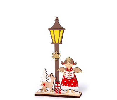 Figura Angelita y farola, altura 22,6cm - ANW76