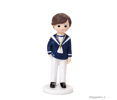 Figura Comunión marinero camisa azul mano bolsillo. 17cm - AY736