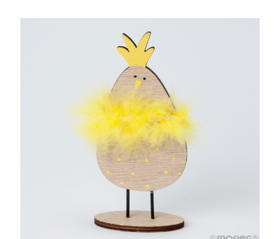 Figura de madera pollito de Pascua amarillo 14.5cm.. min.4 - AUW1