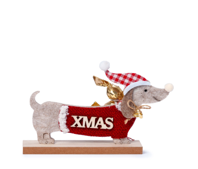 Figura fieltro perro salchicha letrero X'mas 3 crokichocs - ANAD159