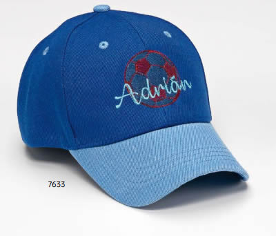 GORRA AZUL BALÓN AZUL Y GRANATE NOMBRE PERSONALIZADO C/CIERRE VELCRO AJUSTABLE. 54 cms. ADOP7633