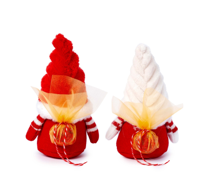 Gnomos gorro en color rojo y blanco con 1 bombón - ANAB156