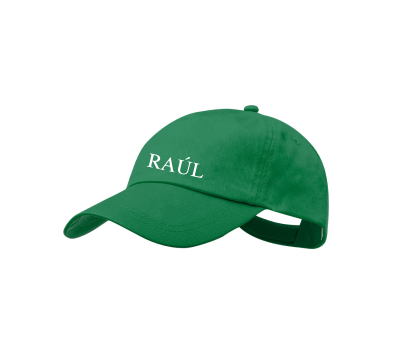 Gorra de algodón en color verde personalizada con el nombres de los niños invitados - AMKT3329verdenombres