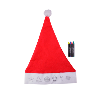 Gorro de Fieltro Navideño para Colorear con Ceras Infantiles