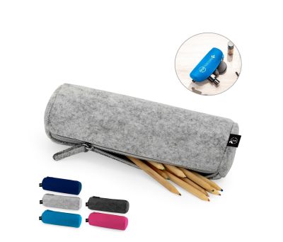 Estuche Multiusos Cilíndrico de Fieltro Reciclado con Cremallera