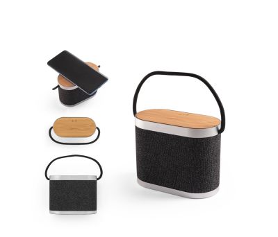 Altavoz Portátil Bambú y rPET con Cargador Inalámbrico 15W