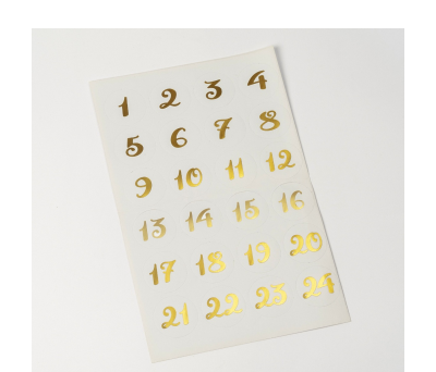 Hoja 24 adhesivos dorados Calendario Adviento - AX7