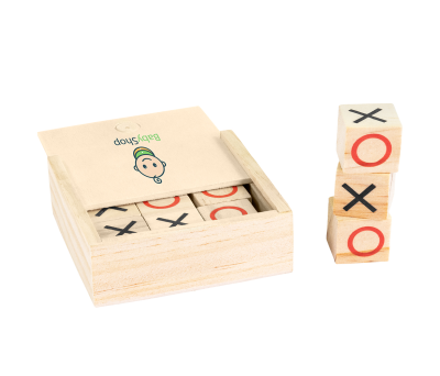 Juego Tres en Raya de Madera Natural con Caja Regalo