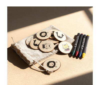 Juego de Memoria Infantil de Madera con Pinturas y Bolsa - AGY53011