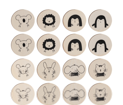 Juego de Memoria Infantil de Madera con Pinturas y Bolsa