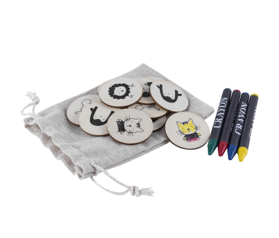 Juego de Memoria Infantil de Madera con Pinturas y Bolsa