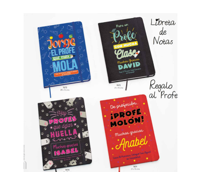 LIBRETA PROFESOR/A NEGRA CLASE PERSONALIZADA. 21 x 15 cms. (Din A5). ADOP7672