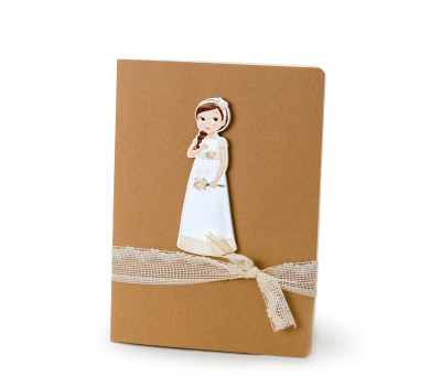 Libreta grande adornada figura niña Comunión romántica - AAA2896