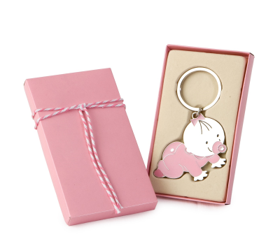 Llavero bebé Pita gateando con caja regalo rosa adornada - AMA887.2